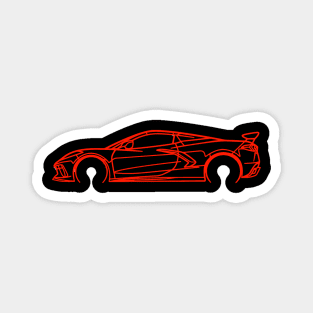 Torch Red C8 Corvette Racecar Side Silhouette Outline Torch Red Supercar Sports car Racing car Magnet