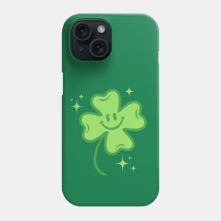 Cute four leaf lucky clover in retro style Phone Case