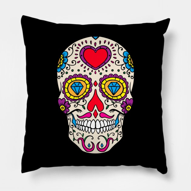 mala Calavera Pillow by Hispaniola-Fineart