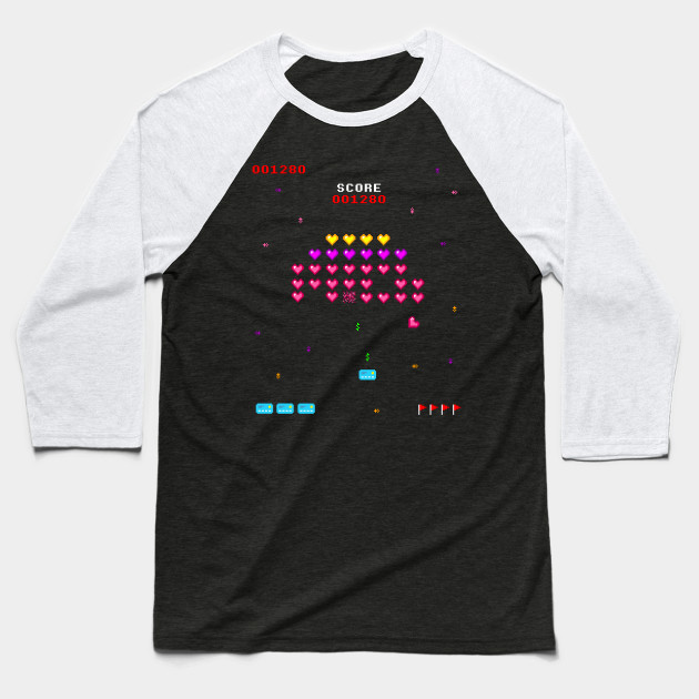 Galaxian Money Vs Love Pixelart Baseball T Shirt Teepublic