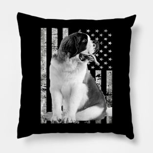 American Flag St. Bernard Bliss, Trendy Tee Triumphs Pillow