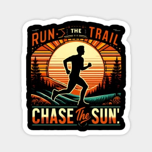 Running vintage style , Trail runner adventure Magnet