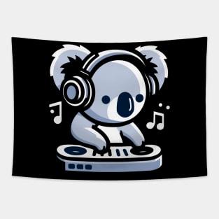 Cute koala with headphones listening to dj music, kawaii koala Tapestry