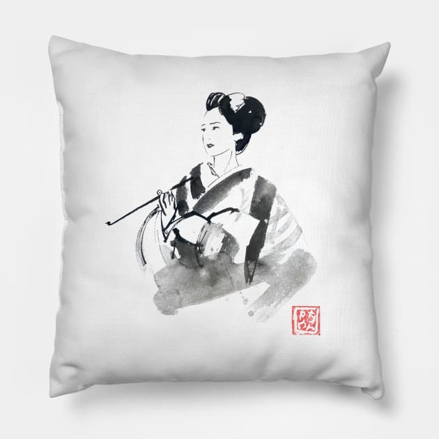 smoking geisha Pillow by pechane