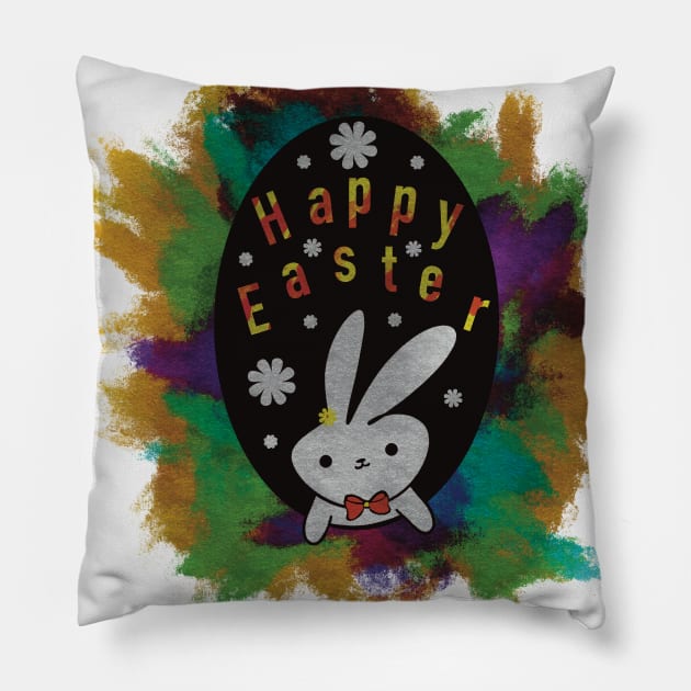 Easter colourful eggs Pillow by Xatutik-Art