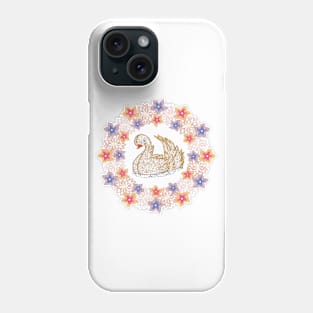 Gold Swan with Flowers Phone Case