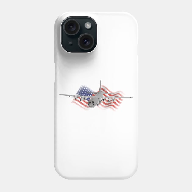 Air Force AC130 Gunship with American Flag Phone Case by NorseTech