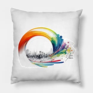 City Swirling in Colors Pillow