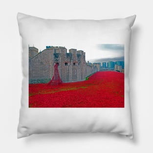 Tower Of London Red Poppy Pillow