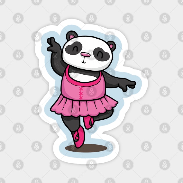 Ballerina Panda Dancer with pink ballett dress Magnet by Littlelimehead