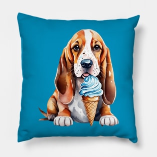 Cute dog basset hound eating ice cream cone gift ideas for all Pillow