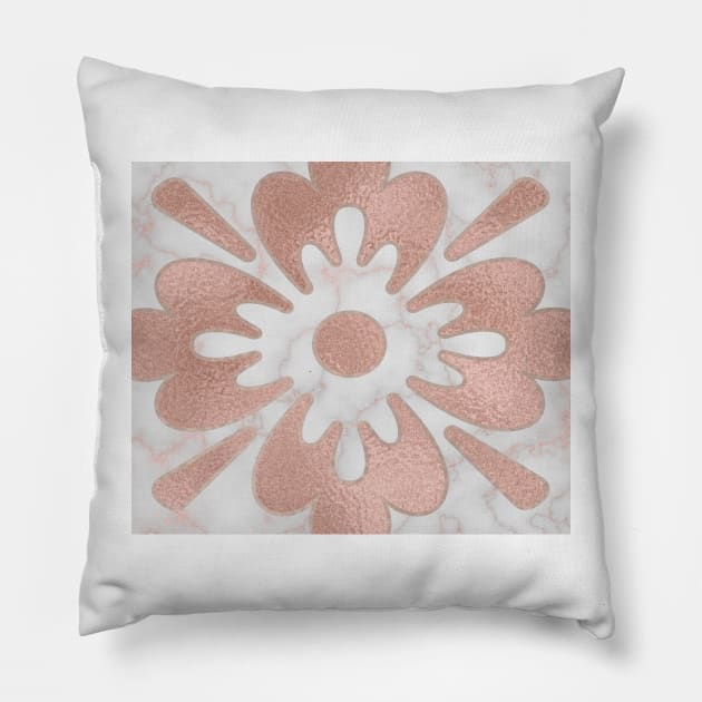 Maldives mandala - rose gold marble Pillow by marbleco