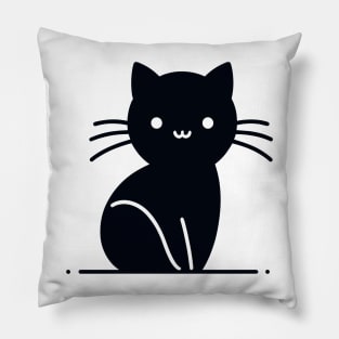 Black Cat Smiley Pillow