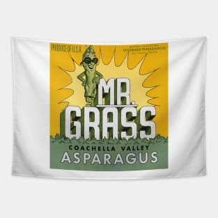 Vintage Mr. Grass Asparagus Label Tapestry