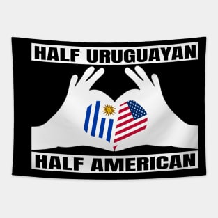 Half Uruguayan Half American Heritage USA Roots & Uruguay DNA Family Flag Design Tapestry