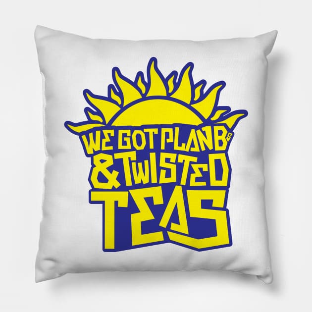 Plan Bs & Twisted Teas - Blue/Yellow Pillow by BonBonDesigns