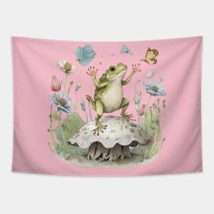 Cottagecore Aesthetic Frog Cute Vintage Tapestry