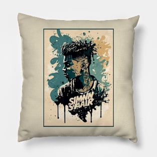 Splash paint street art style Portrait graphic illustration Pillow