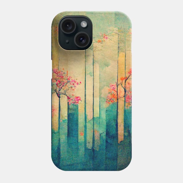 Trees In A Asian Painting, Phone Case by AmazinfArt