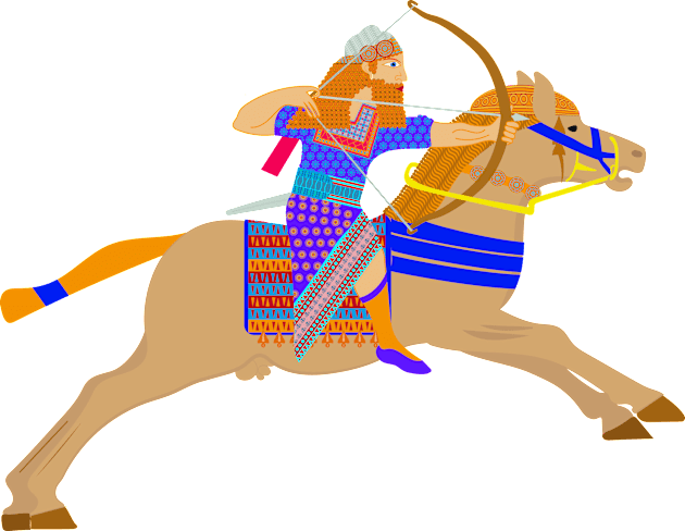 Ancient Persian Knight Archer Warrior Riding Horse Kids T-Shirt by oknoki