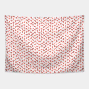 Forget Me Nots - Living Coral on White Tapestry