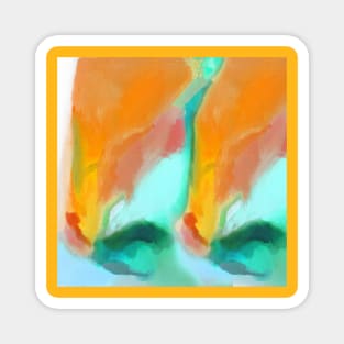 Orange fluid abstract art Magnet