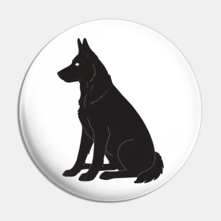 Black Silhouette Of German Shepherd Pin