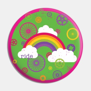 Super Bright Rainbow and Bicycle Parts Pin