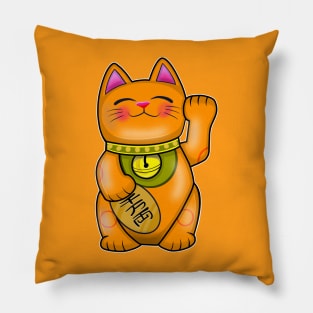 Cute Maneki Neko Lucky Cat For Safe Travels Pillow