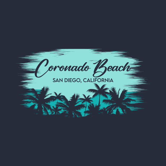 Coronado Beach San Diego California Retro Beach Landscape with Palm Trees by Now Boarding