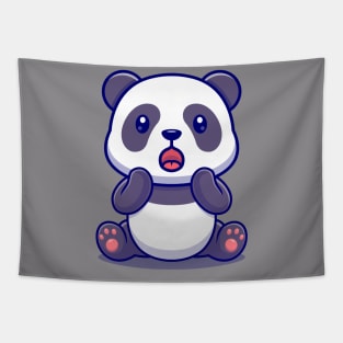 Cute Panda Surprised Cartoon Tapestry