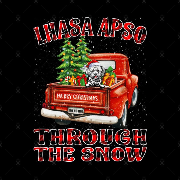 Christmas Lhasa Apso Through The Snow Dog Santa Truck Tree by intelus