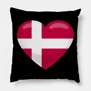 Denmark Flag Heart Pillow