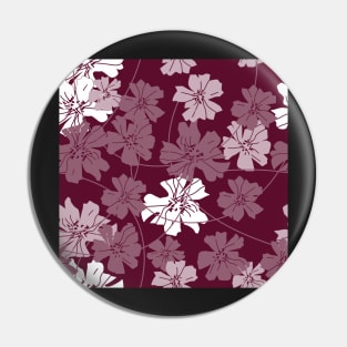 Flowers and tendrils - white - dark red Pin