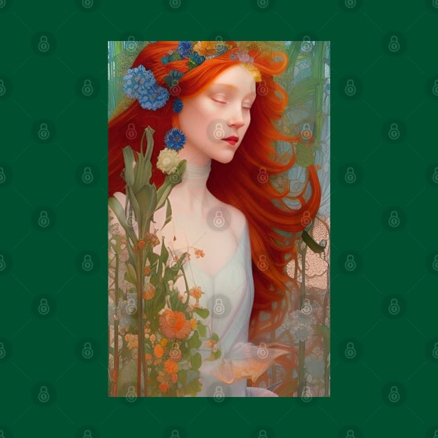 Beautiful Red Haired Floral Goddess Irish by ZiolaRosa