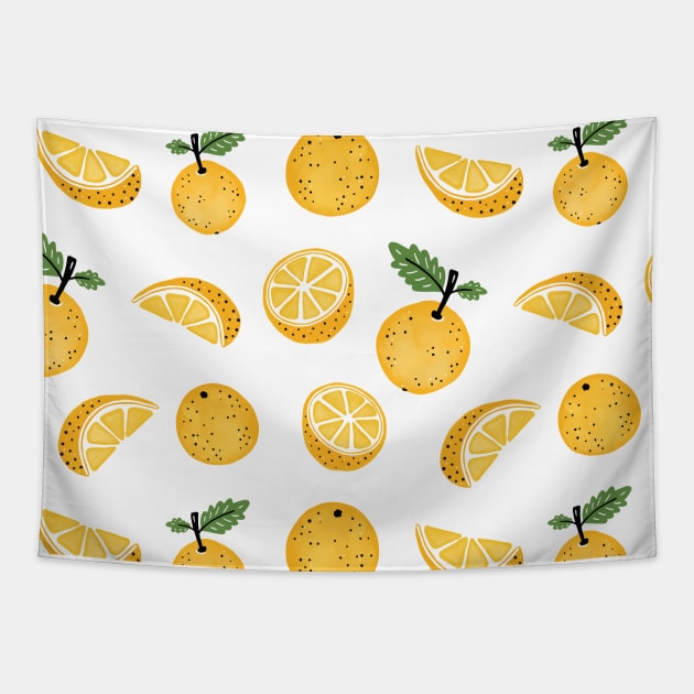 Lemon citrus fresh pattern Tapestry by bigmomentsdesign