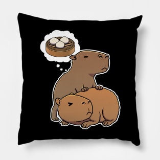 Capybara hungry for Dim Sum Buns Pillow