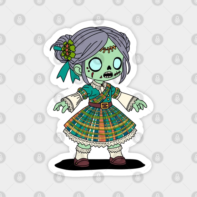 Cute Scottish Zombie Girl Magnet by H. R. Sinclair