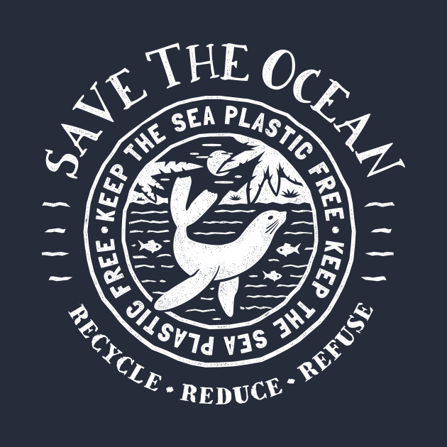 Keep the Sea Plastic Free - Seal Tropical Beach by bangtees