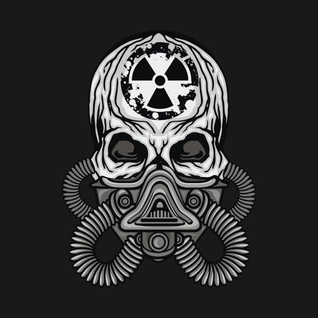 Skull in Gas Mask Bio-hazard Halloween Alien Graphic by extrinsiceye