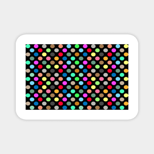 Colorful Polka Dots on Black Background - Seamless Pattern Magnet