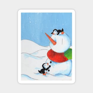 Penguins Play in the Snow Magnet