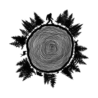 Bigfoot tree ring (black) T-Shirt