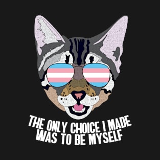 THE ONLY CHOICE I MADE WAS TO BE MYSELF - Cute Cat Sunglasses Trans Pride Flag T-Shirt