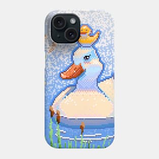 Duck with a rubber duck on its head Phone Case