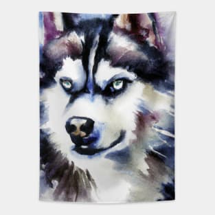 Siberian Husky Watercolor - Gift For Dog Lovers. Cool dog design for Chukcha owners. Features siberian husky with water color style. Great dog artwork for Husky Sibe lovers. Tapestry