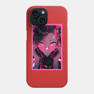 Aesthetic Anime Girl Pink Black | Quality Aesthetic Anime Design | Premium Chibi Manga Anime Art Phone Case