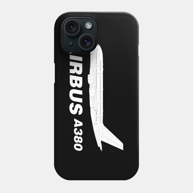 Airbus A380 Line Drawing Phone Case by SteveHClark