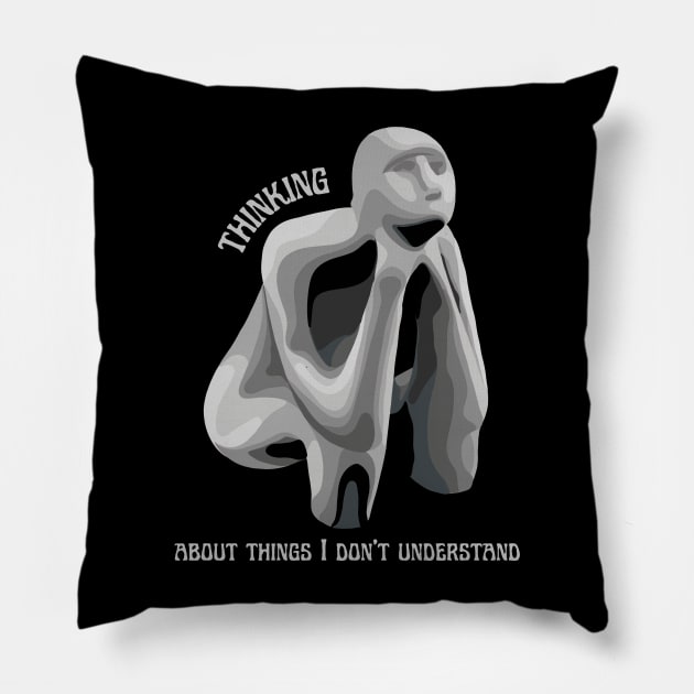 Prehistoric Pop Art Thinker Pillow by Slightly Unhinged