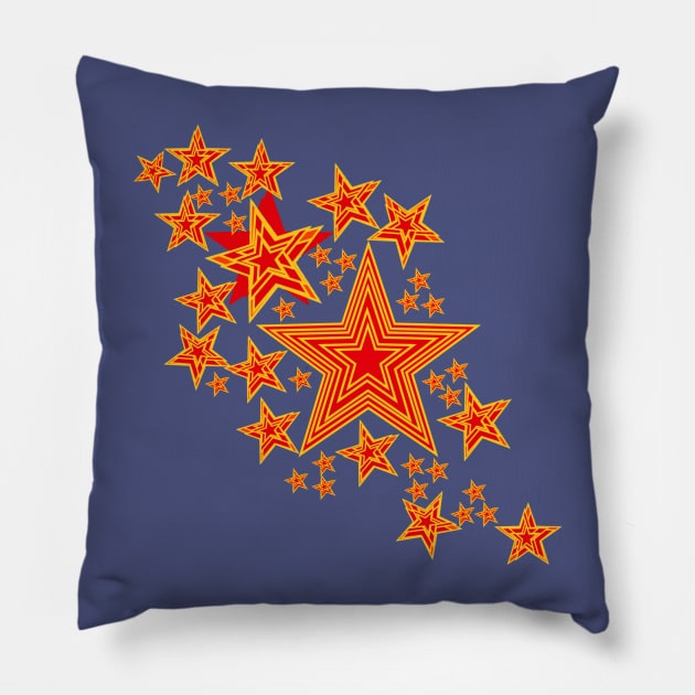 Red & orange stars Pillow by andersonartstudio